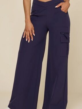 Popflex Magic Wide-Leg Cargo Pants — French Navy
